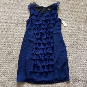 Collection by Dressbarn Navy Ruffle Midi Dress Size 12
